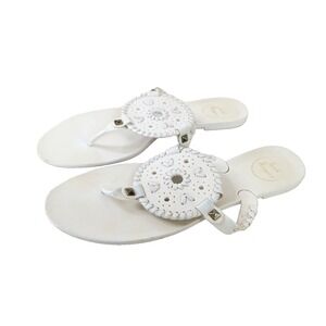 Jack Rogers Georgica Jelly Thong Sandal Womens 9 White Preppy Casual Resort Vaca